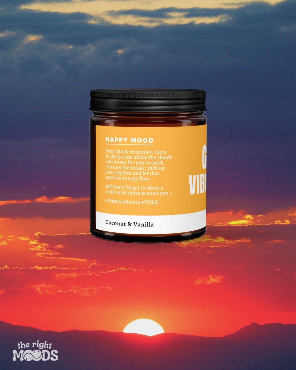 therightmoods's tweet photo. Vibe high ✨ The Happy Mood candle is here to remind you to let your positive energy flow ☀️ #positivevibes #positivethinking #goodvibes #goodvibesonly #mentalhealth #mentalhealthawareness #giftideas https://t.co/5OeBLA7CQ2