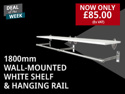 ShopfittingWhs's tweet image. Looking for storage solutions? Check out our Wall-mounted white shelf and rail combo! On sale now and great for organising, functional &amp;amp; stylish! #shelving #bulkordering #organized #style #modern