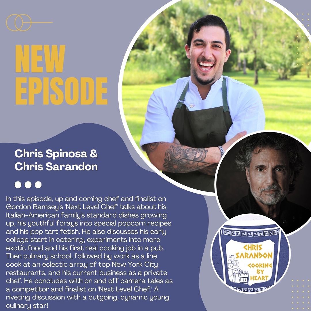 Join me & ‘Next Level Chef’ finalist Christopher Spinosa, as we talk childhood food & his part on Gordon Ramsey’s hit cooking competition! #christipherspinosa #chrissarandon #nextlevelchef #cookingshows #spotify #greekamerican #cookingbyheart #anchorpodcast #spotifypodcast