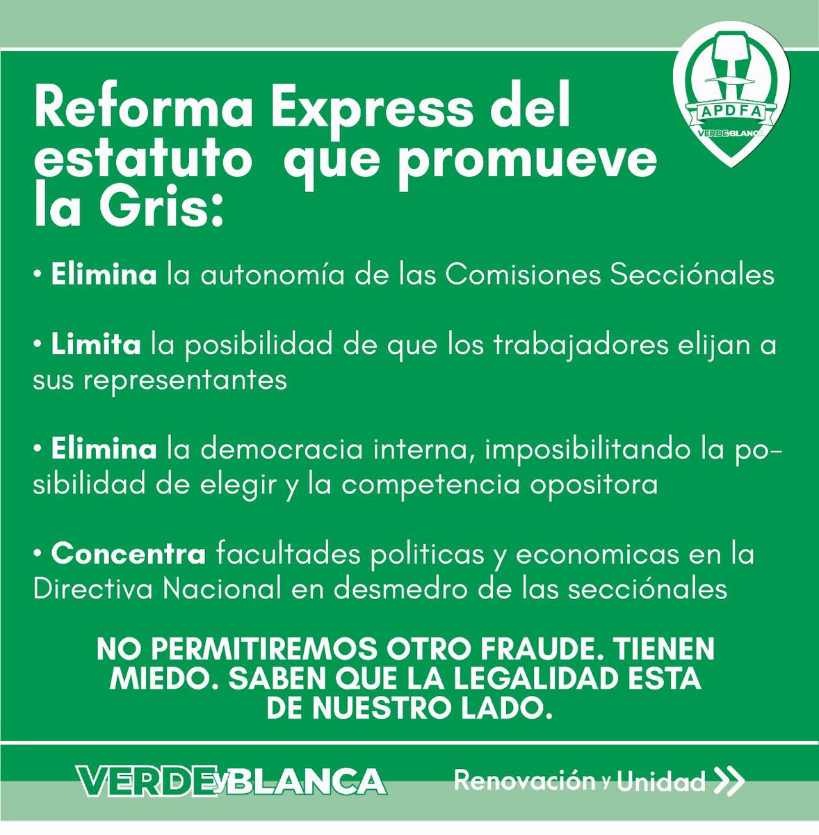 AgrupacionVyB's tweet image. 📌 REFORMA EXPRESS DEL ESTATUTO

🚨¿Qué promueve la gris a través de esta maniobra ilegal e ilegítima?