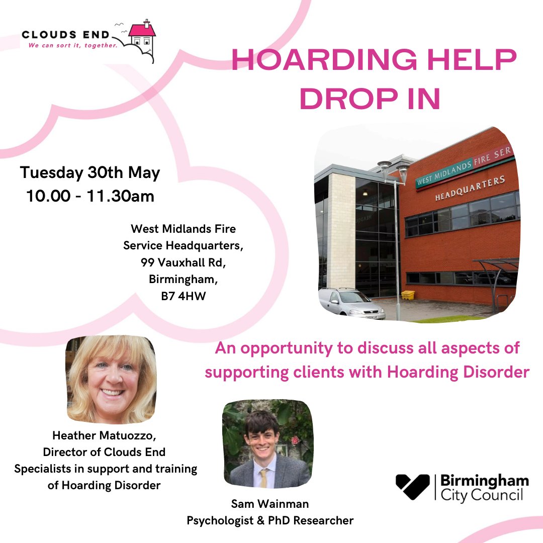 Are you joining us next week for another Hoarding Help Drop In? 

It's an opportunity for an open discussion about all areas relating to #HoardingDisorder, free to attend and everyone is welcome🙌🏼

#HoardingDisorderSupport
