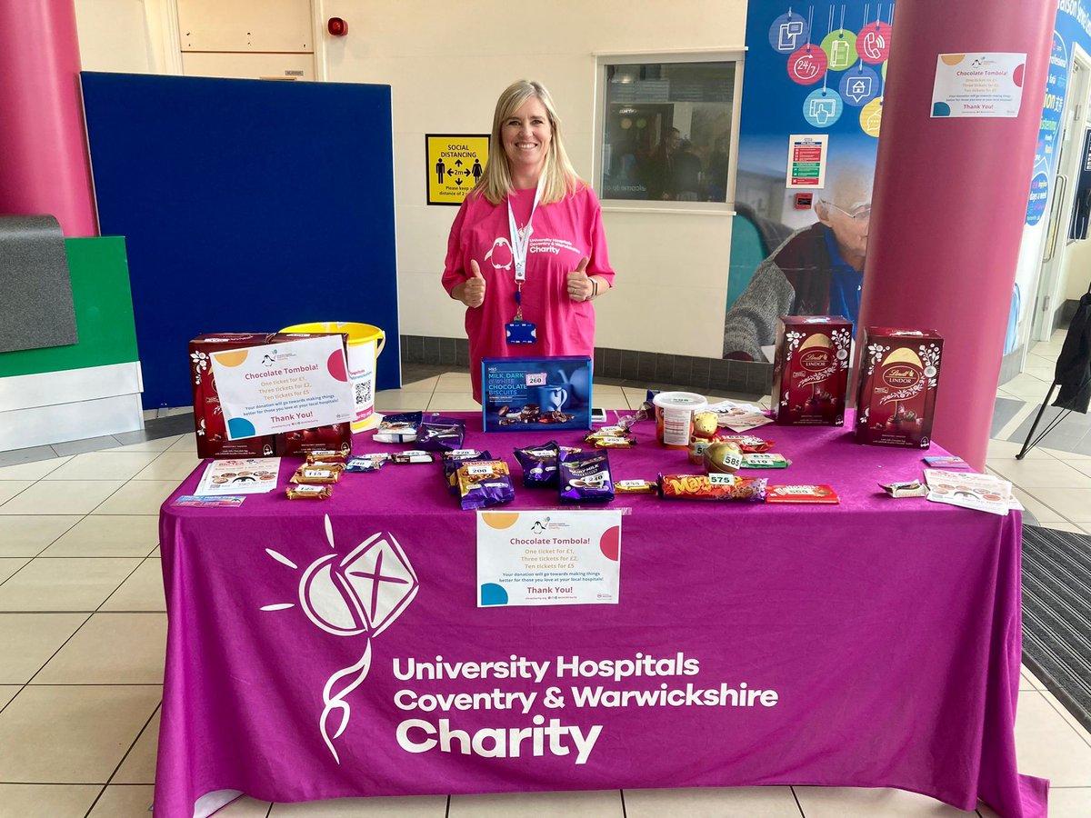 Calling all chocoholics! 🍫 We're holding a chocolate tombola in the main reception at University Hospital. If you're feeling lucky, or particularly generous, stop by and say hello to the team and have a go! 🎫 £1 for one ticket 🎫 £2 for three tickets 🎫 £5 for ten tickets