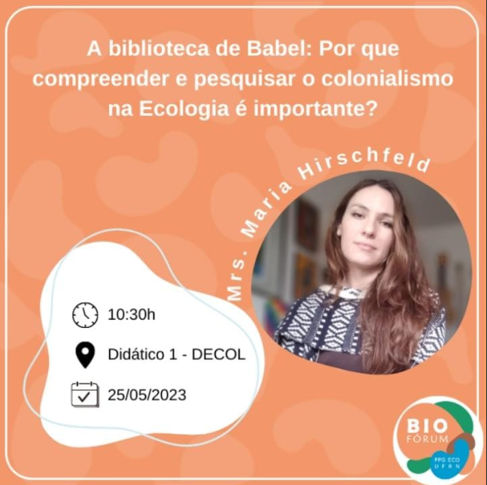 mar_chirschfeld's tweet photo. Para quem estiver em Natal
Nesta quinta no @BioforumU do @PPGECOUFRN  

#colonialismocientifico #ecologia #parachutescience
#colonialidadenaoemoda https://t.co/vgvnxHRkCt