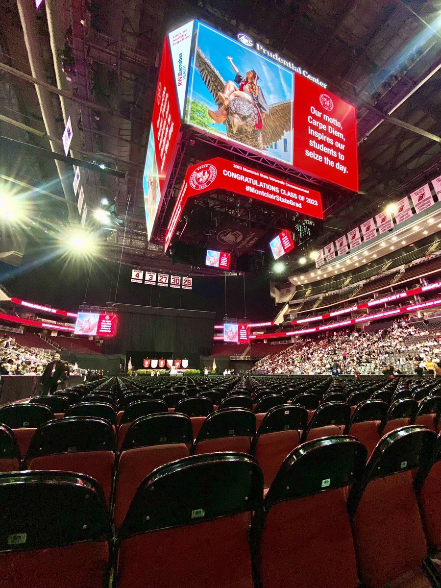 montclairstateu's tweet photo. #MontclairStateGrad, the stage is set & this seat is waiting for YOU!
The day has finally arrived, Commencement 2023 at @PruCenter https://t.co/oUN3j9ZiDG