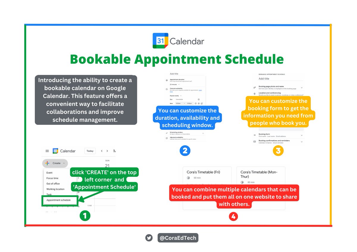 Check out this sweet new update on Google Calendar @GoogleForEdu @googlecalendar!! As a #coach, I'm always hustling to manage my schedule and make it easy for teachers. This Appointment Schedule thing could be a total game-changer!! #techtips #GoogleCalendar #edtech