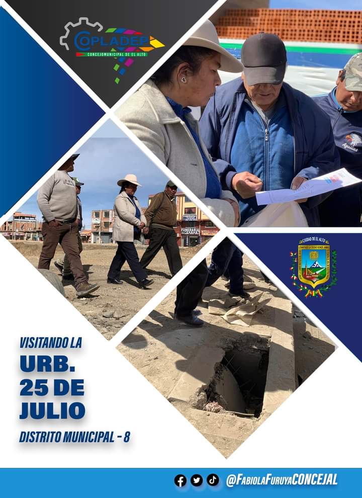 FabiolaConcejal's tweet photo. CON CORAZÓN ALTEÑO - 2023
Visitando la Urbanización "25 de Julio"
Distrito Municipal – 8

#COPLADEPConcejoMunicipalElALTO
#ConCorazonAlteño
#FabiolaFuruyaCONCEJAL https://t.co/TNrsFIww9m
