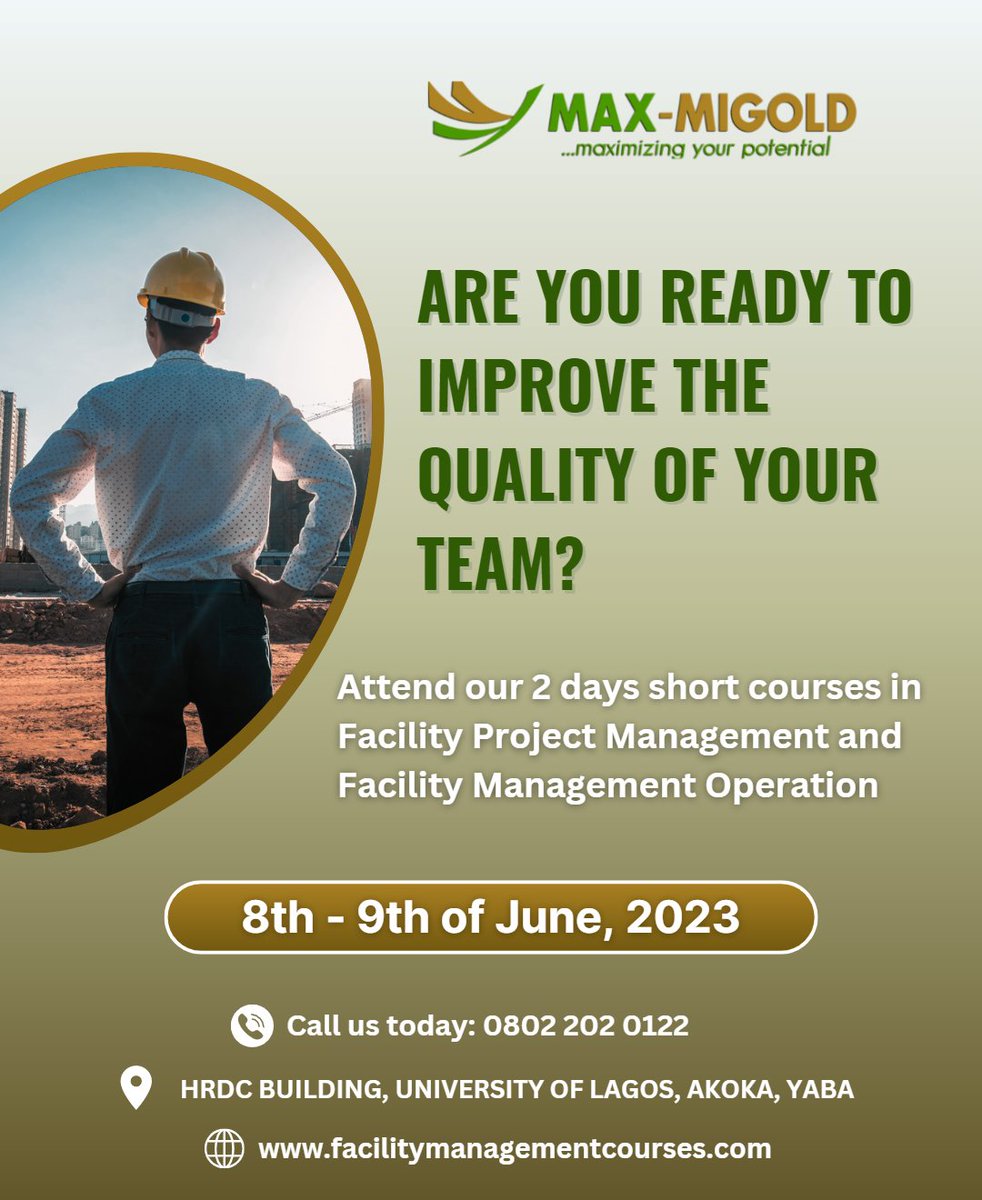 📢 Join us for a power-packed 2-day #FacilityManagement course! 🏢📅 Mark your calendars for 8th-9th June 2023. 🗓️ Don't miss this opportunity to level up your skills in #ProjectManagement and #FacilityOperations. 🚀💼 Register now 👉 facilitymanagementcourses.com #LearnWithUs