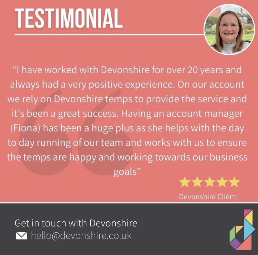 DevonshireJobs's tweet photo. We get 5 reviews from our clients too!

Did you know that Devonshire has built a team of amazing contractors who are available for ad-hoc, freelance and long-term temporary contracts…

If you need extra support for a project, or maybe a whole team of contractor, reach out to us! https://t.co/n0uMGQbZTK