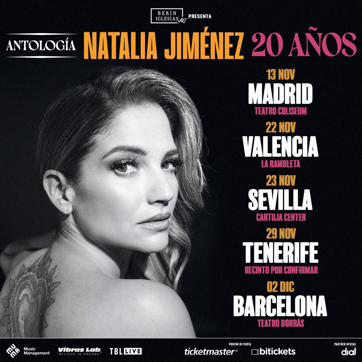 YA están a la venta las entradas para mi gira #Antologia20AñosTour en España!!! 😭🫶🏻🇪🇸➡️ ticketmaster.es/artist/natalia…