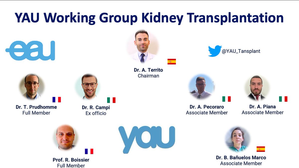 Welcome on board <a href="/DrBeatrizBM/">Beatriz Bañuelos</a>, our new associate member <a href="/YAU_Transplant/">EAU-YAU-Kidney Transplant Working Group</a> <a href="/Prudhomme_thom/">Prudhomme Thomas</a> <a href="/R_Boissier/">Romain Boissier</a> <a href="/AlbertoPiana2/">Alberto Piana</a> <a href="/Ric_Campi/">Riccardo Campi</a> <a href="/AngeloTerrito/">Angelo Territo</a> <a href="/EAUYAUrology/">EAU Young Academics</a>