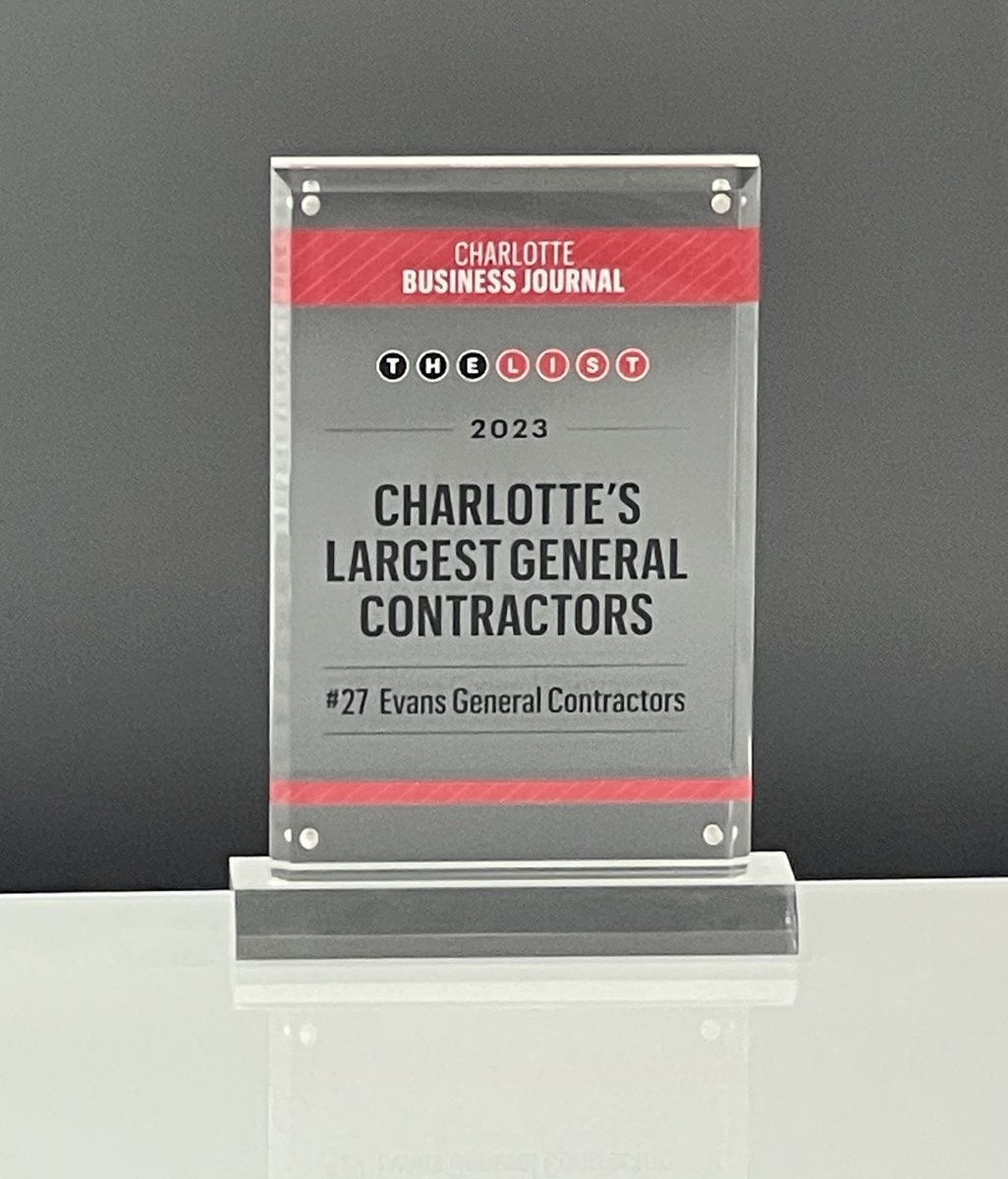 _EvansGC's tweet image. Only 2 years ago, we opened our #EvansCharlotte office &amp;amp; now it ranks amongst an esteemed group of Charlotte&apos;s largest GCs based off of &apos;22 local billings. Honored to achieve inclusion in such short time. Thanks to the clients &amp;amp; developers who trust us to #buildforthefuture.