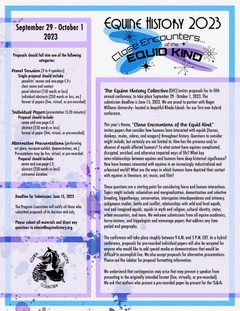 Doctoral School of Historical and Cultural Studies (@dshcs_univie) on Twitter photo The #cfp for this year’s Equine History Collective conference is now open! It will be hosted by the wonderful Charlotte Carrington-Farmer <a href="/RWUHistory/">Department of History at RWU</a> apply/share
#conference #twitterstorians #arthistory #archaeohistories #animalhistory
equinehistory.wpcomstaging.com/conferences/co… 🐎 🦄 🦓 The #cfp for this year’s Equine History Collective conference is now open! It will be hosted by the wonderful Charlotte Carrington-Farmer <a href="/RWUHistory/">Department of History at RWU</a> apply/share
#conference #twitterstorians #arthistory #archaeohistories #animalhistory
equinehistory.wpcomstaging.com/conferences/co… 🐎 🦄 🦓