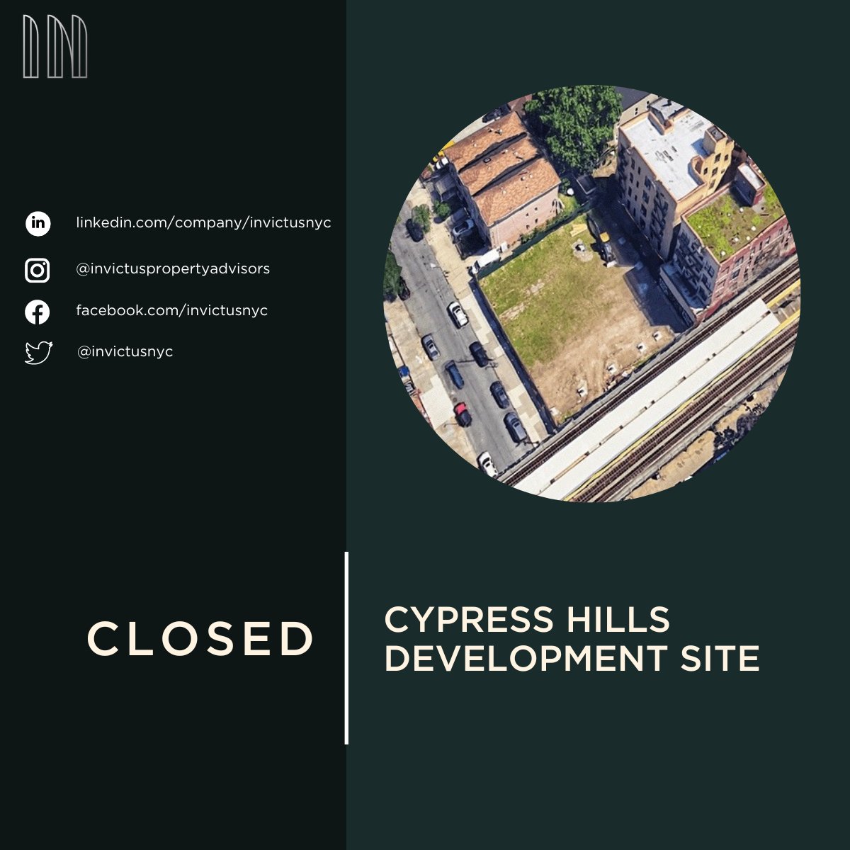 InvictusNYC's tweet image. Invictus Property Advisors closes a development site in East New York for $3,450,000 (or $95 per BSF). The 100’ x 100’, corner site was delivered with 421A and MTA approvals and DOB approved plans for a thirty-nine-unit mixed-use building. #invictusnyc #developmentsites