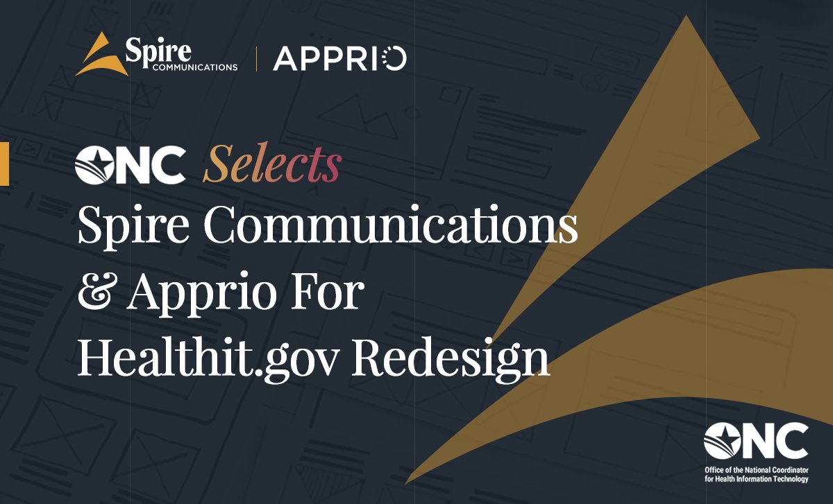 SpireComm's tweet image. We’re honored to work with ONC on its website redesign. We know how important health IT interoperability is to the future of our nation’s healthcare systems, and look forward to building a site that speaks to ONC’s audiences in clear and compelling ways. spirecomm.com/news/onc-selec…