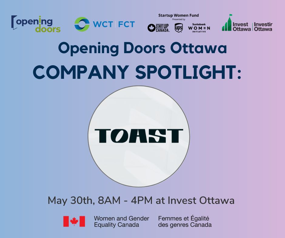 WCT-FCT (@wctfct) on Twitter photo Opening Doors Company Spotlight: Toast
WCT and <a href="/Invest_Ottawa/">Invest Ottawa</a> are excited to share that Toast will be attending the Opening Doors Ottawa career fair on May 30th at Bayview Yards!
Have you registered for our event? Save your spot today: tinyurl.com/3bzjuumf Opening Doors Company Spotlight: Toast
WCT and <a href="/Invest_Ottawa/">Invest Ottawa</a> are excited to share that Toast will be attending the Opening Doors Ottawa career fair on May 30th at Bayview Yards!
Have you registered for our event? Save your spot today: tinyurl.com/3bzjuumf