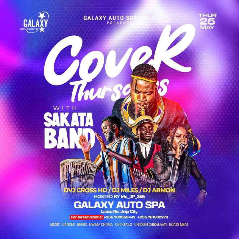 Galaxy Auto Spa in Jinja is doing it again.
It's Sakata Band in a live presentation on Thursday 25th.
#CoverThursday
#UOTJinja