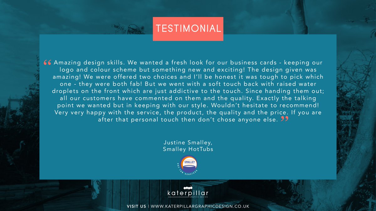 WOW WOW WOW 🤩 What an amazing review by <a href="/Smalleyhottubs/">Smalley Hot Tub Services Ltd</a> 

Thank you so much ☺️

#KaterpillarDesign #CustomerReview #CustomerSatisfaction #GraphicDesign #HappyCustomer #Testimonial #Review #ThankYou #CustomerFeedback #HappyClient #Design #Branding #Logo #ProfessionalServices