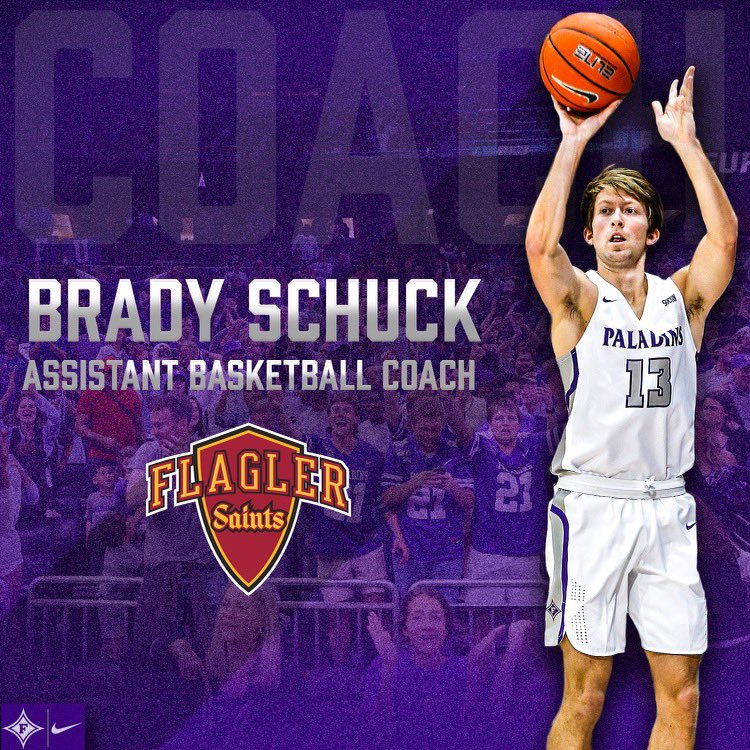 Congratulations to FU 🏀 Alum ‘19 Brady Schuck on being named an Assistant Men’s Basketball Coach at Flagler College!

Brady has spent the last two seasons as the Head Coach at his alma mater, James Island High School!

#AllDIN #BetterTogether