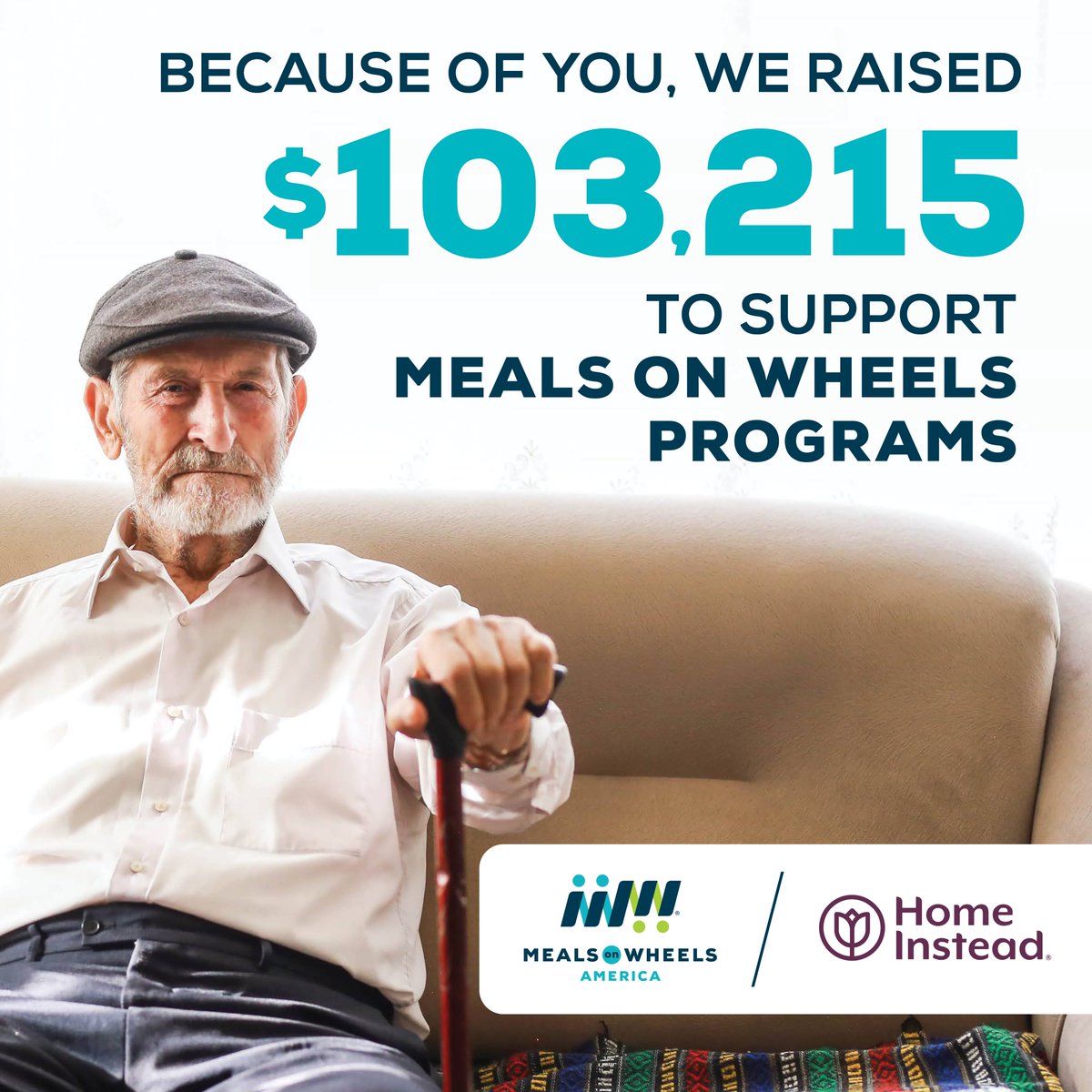 THANK YOU to everyone who donated to @_mealsonwheels last week while @homeinstead was matching donations.  I’m so proud to announce that together, we raised $103,215 which will make a profound impact in the lives of older adults. #powerofaknock #homeinsteadformow