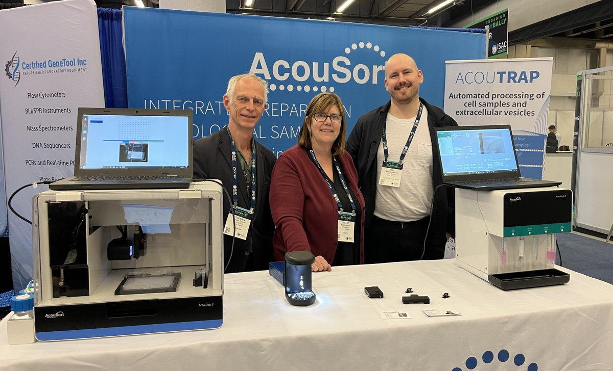 AcouSort's tweet image. We&apos;re at #cyto2023! Come by booth 440 to see the brand new AcouTrap 3 and discuss how our solutions for automated sample preparation can improve your flow cytometry workflows

#samplepreparation #sampleprocessing #flowcytometry
