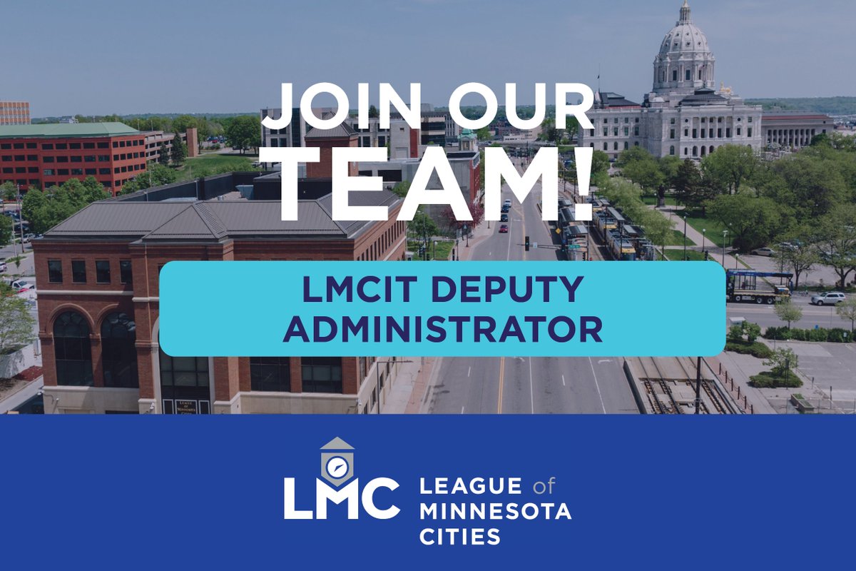 MinnesotaCities's tweet photo. The League of Minnesota Cities Insurance Trust is a member cooperative that provides coverage to 97% of Minnesota cities. We're seeking a Deputy Administrator to provide leadership and support to this unique program. 

Learn more: https://t.co/gq8n23Br2x

#MnCities https://t.co/pveyqxF7gG