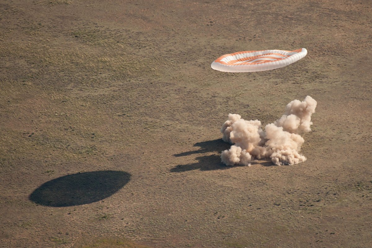 Astro_Cady's tweet photo. It’s hard to believe it was 12 years ago today that our ISS #Exp27 crew undocked from the @Space_Station  in our #Soyuz spacecraft.  When we undocked, #STS134 was still aboard the #ISS along with our Exp 27 crewmates @Astro_Ron and Sasha and Andrei.  
👇 https://t.co/zntnM0bwEw