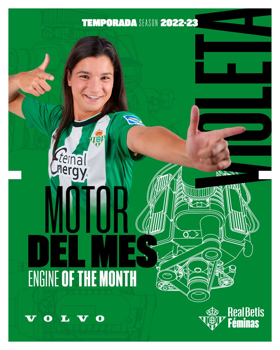 💚💚💚

¡<a href="/VioletaQuiles/">Violeta Quiles</a> se convierte en el 𝙢𝙤𝙩𝙤𝙧 <a href="/volvocares/">Volvo Car España</a> del mes de mayo! ⚡️👏🏻

#BetisFéminas #FinetworkLigaF