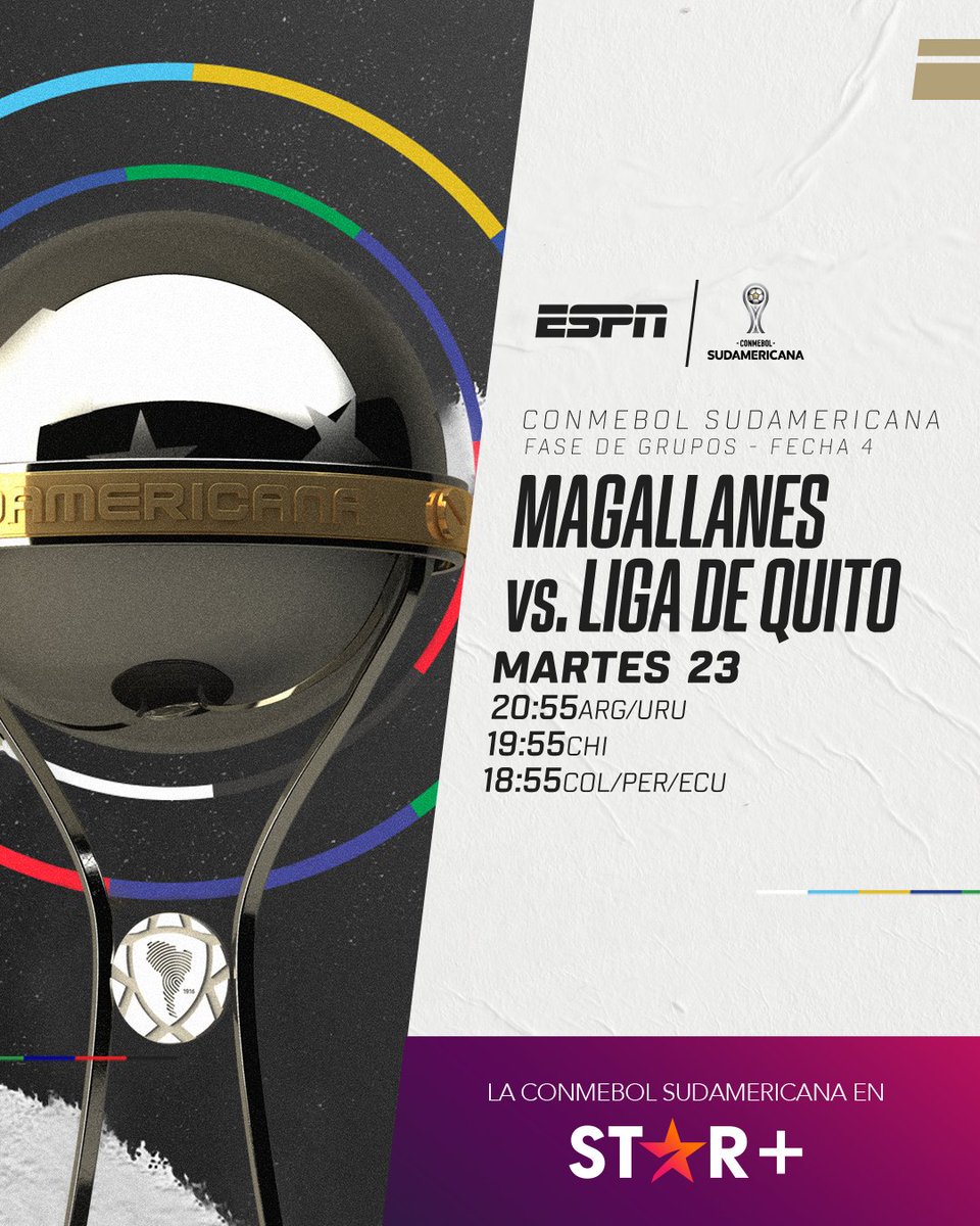 ESPNArgentina's tweet photo. 🔥 Hoy es día de #Sudamericana 🏆 por #ESPNenStarPlus ⬇️

🇦🇷 #Gimnasia obligado a ganarle a #IndependienteSF🇨🇴 para continuar con posibilidades. https://t.co/pVWch5b3OF