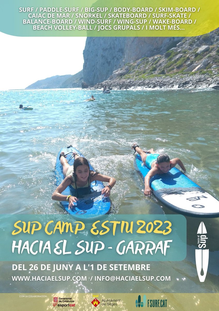 Ja us podeu inscriure al nostre Sup Camp Estiu 2023, aprendràs i t'ho passaràs d'allò més bé practicant surf, paddle surf, body board, caiac, wind surf, jocs i moltes altres activitats

👉 haciaelsup.com
#haciaelsup #surfbarcelona #Garraf #Barcelona #castelldefels #estiu