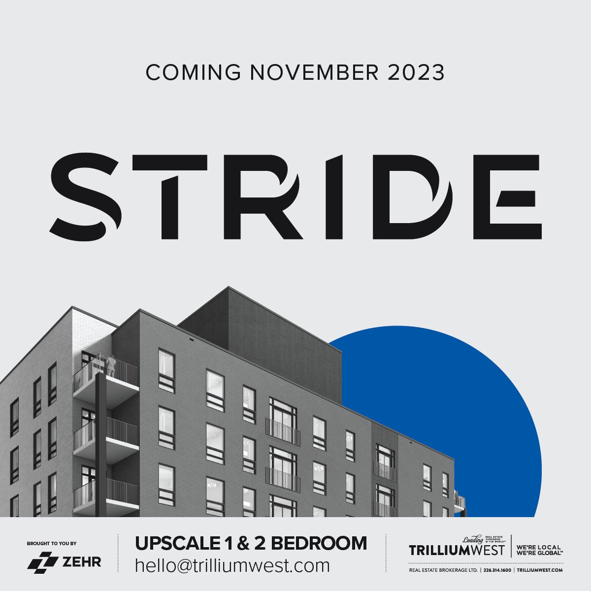 Stride is a boutique rental building in Mary Allen and is now taking names for those interested in a November 1st move-in.

Register at strideliving.ca to learn more.