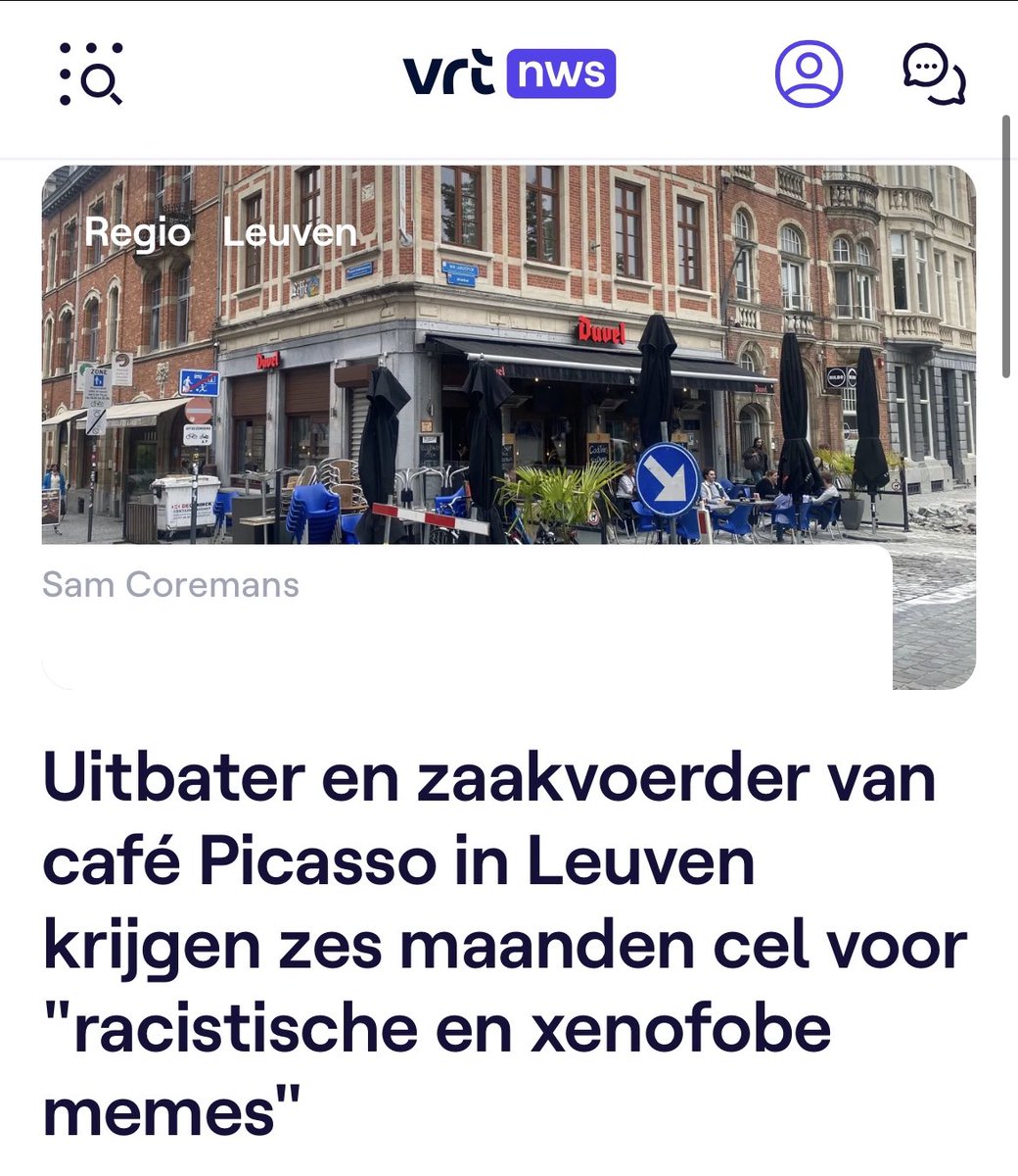 ComacLeuven's tweet photo. 🔻 Racisme is een misdaad, geen mening.

Aan de gevel van dit café werden racistische, seksistische en LGBTQ-fobe memes getoond. 

Leuven hoort een inclusieve stad te zijn, waar iedereen zich veilig kan voelen. 

We mogen dit soort discriminatie nooit zomaar laten passeren! ✊ https://t.co/uPW214hcfq