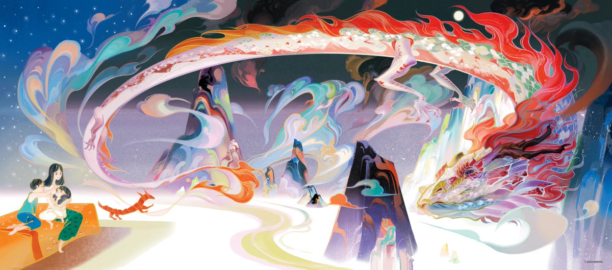murderofnerds1's tweet photo. Marvel: Artist Sija Hong beautifully illustrates the Great Protector in the children's book, 'Shang-Chi and the Legend of the Ten Rings: Who Guards My Sleep,' written by Marie Chow. 

Find more of her incredible artwork here: https://t.co/2SWZjKUThH #AA… https://t.co/xWlEFNbLIz