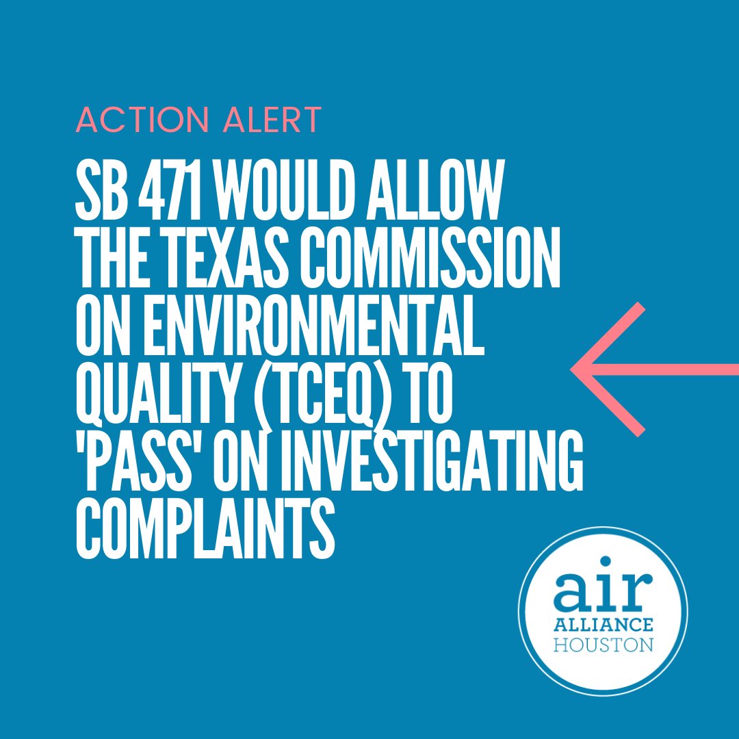 Bad Bill SB471 is on the calendar TODAY! 

Call your Representatives - don't know who they are? Find out here ➡️ wrm.capitol.texas.gov/home

#txlege #sb471 #TCEQ #airpollution #airquality #environmentaljustice