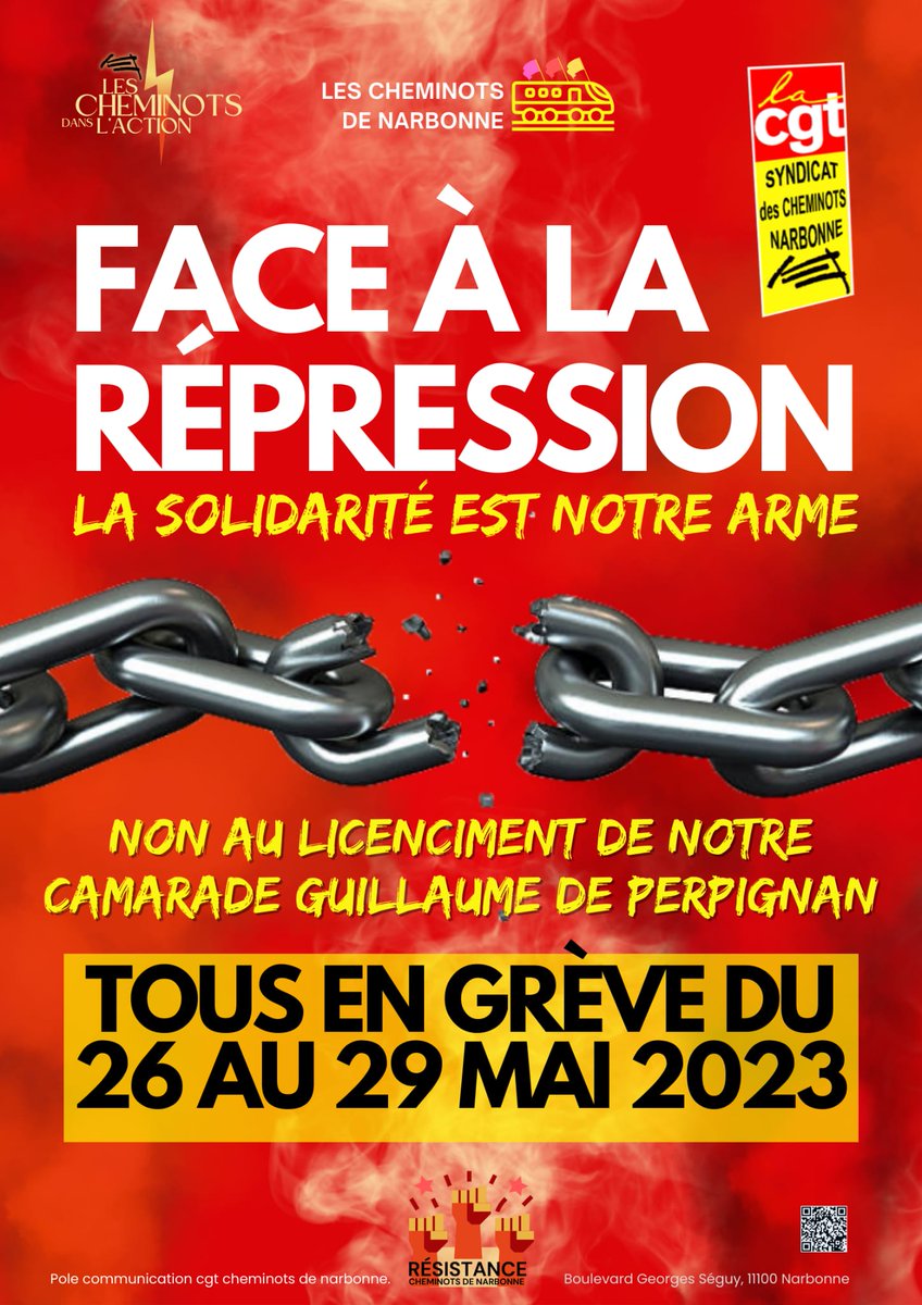 cgt_cheminotsna's tweet photo. Quand on touche à un.e syndiqué.e de la CGT, on touche à toute la CGT ✊ https://t.co/XM8EeseION