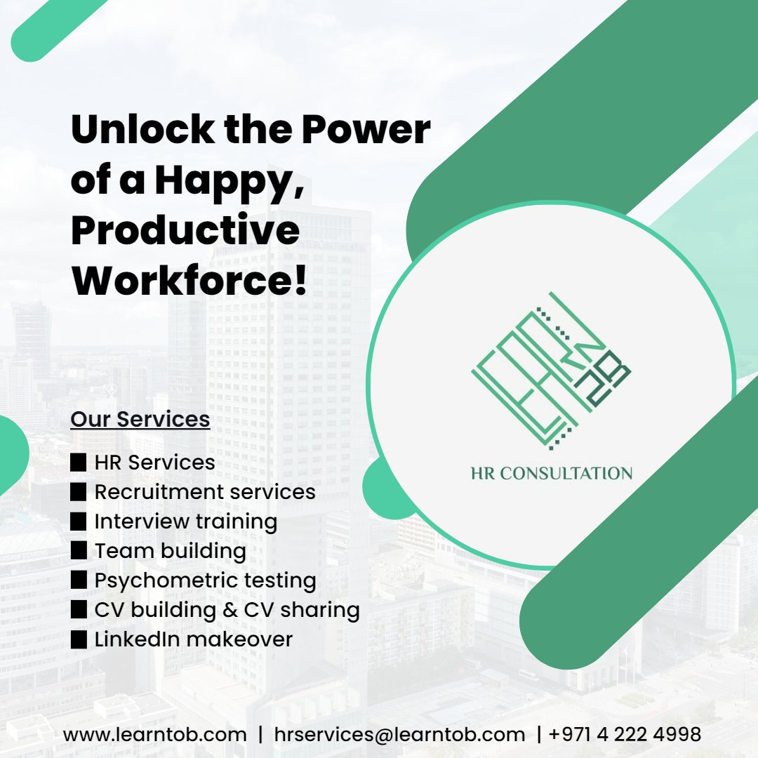 #learntob

🔓Unlock the Power of a Happy, Productive Workforce!

#hrconsultancy #hrservices #recruitmentservices #teambuilding #interviewtraining #psychometrictesting #cvbuilding #cvsharing #linkedinmakeover #hroutsourcing