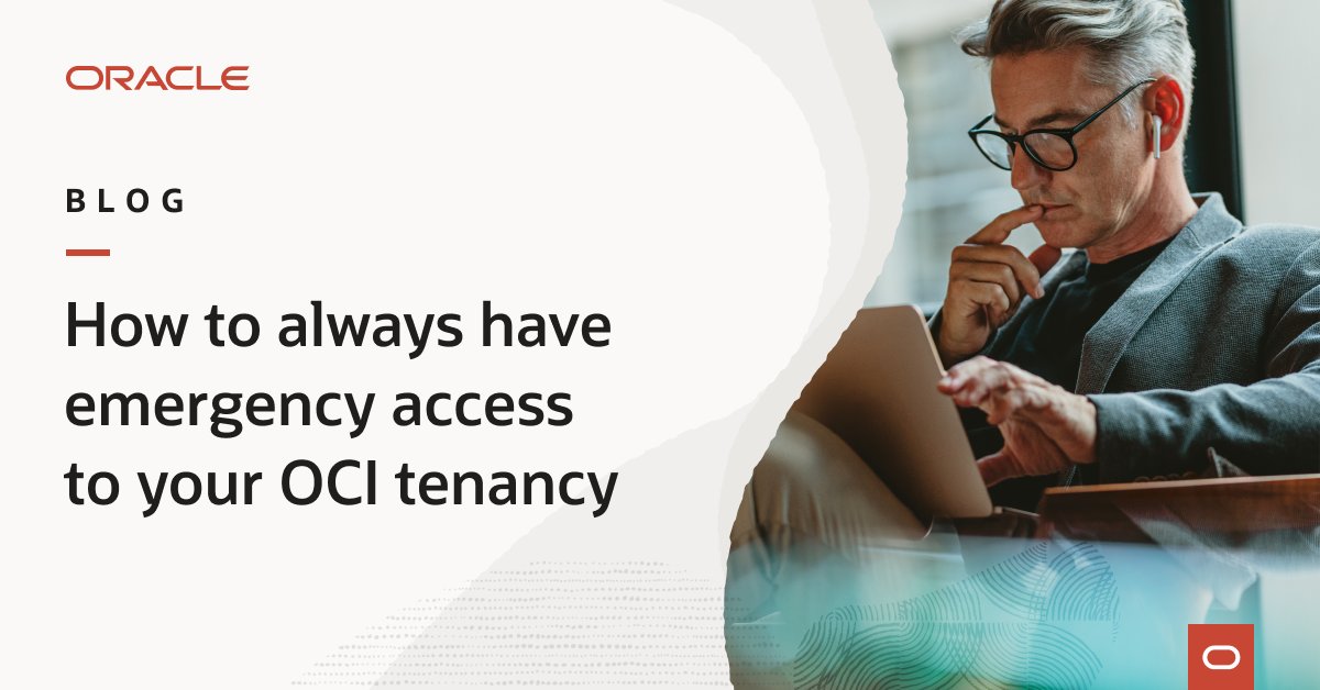 Be prepared for account lockout with OCI IAM. 🔒 Learn more about emergency access accounts in #OCI. social.ora.cl/6013OlfAT
