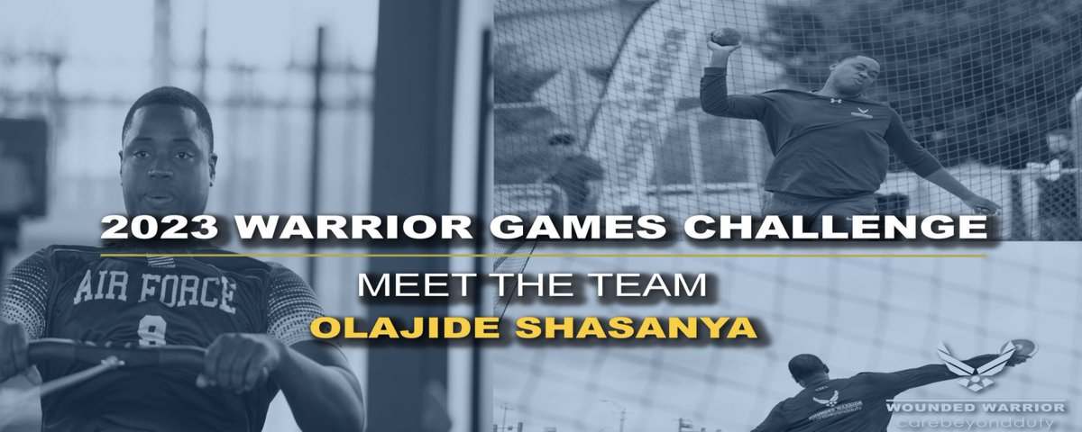 **Team Air Force**

Introducing SSgt. (ret) Olajide Shasanya, who will be competing at the 2023 Warrior Games Challenge.

His sports include wheelchair basketball, sitting volleyball, field, track and rowing.
#AFW2 @warriorgames