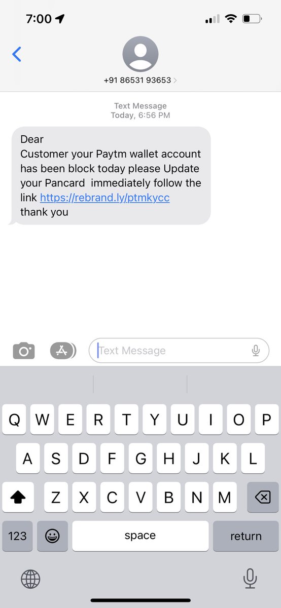 Chirpy_Queen's tweet photo. @Cyberdost @cyberabadpolice @Paytmcare 

Have been receiving lots of such fraud messages with links to update PAN details in wallet. https://t.co/PJ3o2QJ6T6