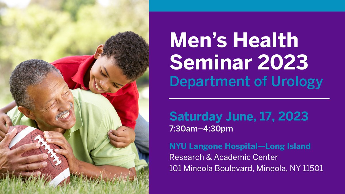 Excited to announce the 2023 Men's Health Seminar hosted by @NYULangoneLI Department of Urology! Join us for cutting-edge advancements, expert speakers, and empowering discussions. Together, let's make a positive impact on men's health! Register Here! rb.gy/flyu8