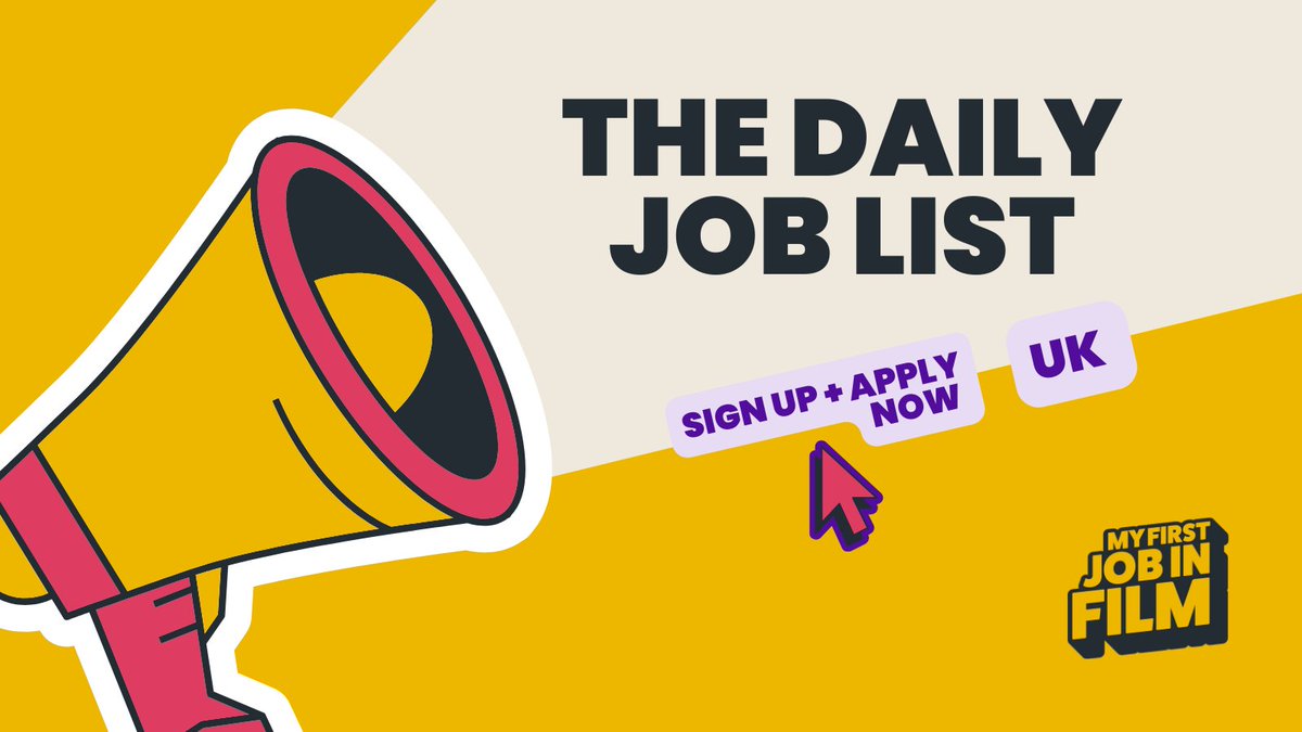 The Daily Job List - mailchi.mp/myfirstjobinfi…
#filmproductioncompanyworkexperience
#productionassistant
#runner
#postproductionassistant
#editor
#filmcrew
#juniorfilmcrew
#featurefilmjobs
#scriptreader