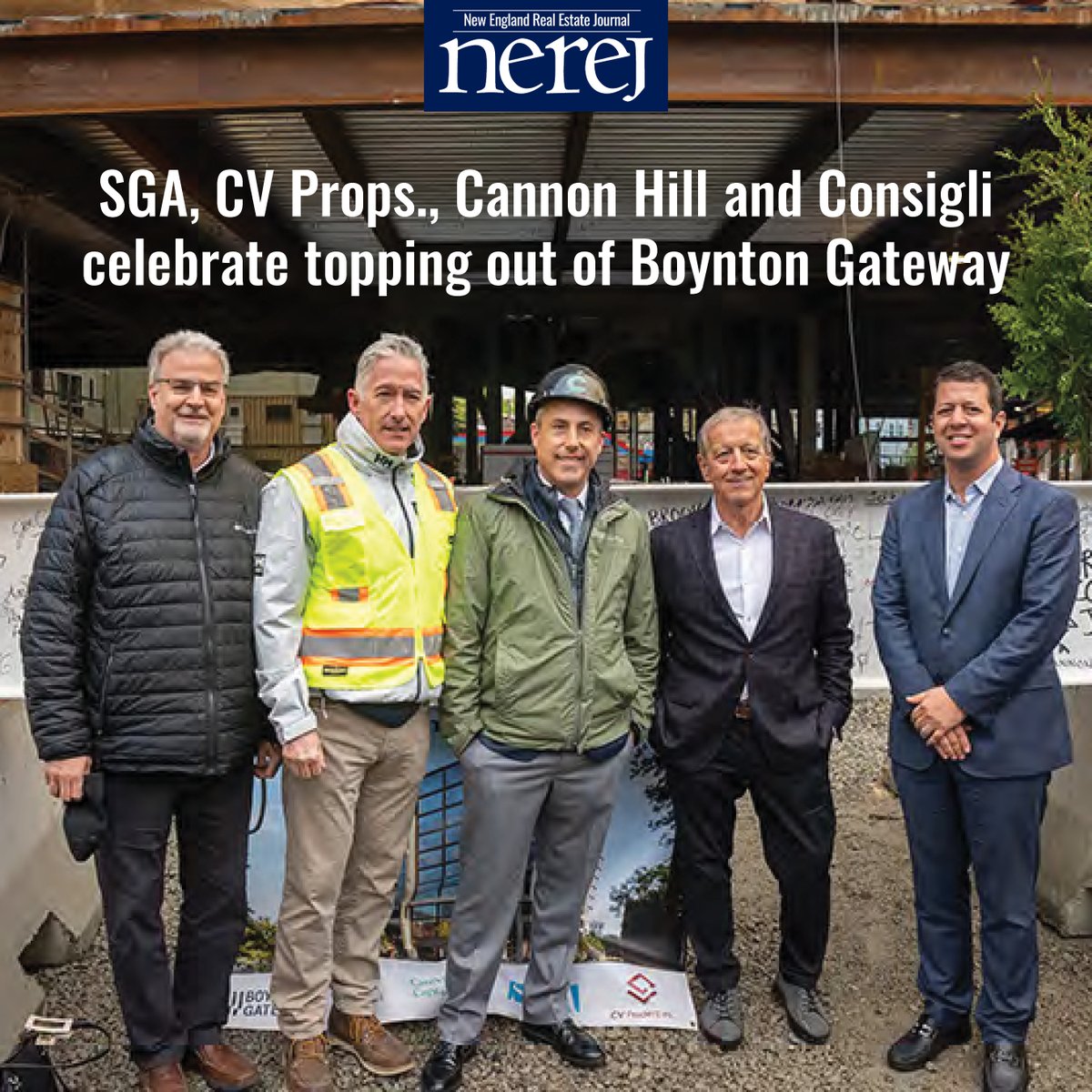NEREJ's tweet image. SGA, CV Properties, Cannon Hill Capital Partners and Consigli Construction Co., Inc. celebrate topping out of Boynton Gateway - Read More here: nerej.com/sga-cv-props-c… #NEREJ #commercialrealestate #toppingoff @SGAarch @Consigli1905