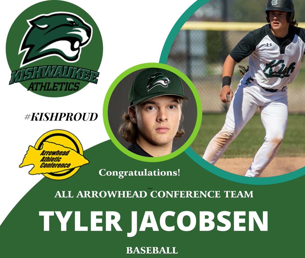 kougarathletics's tweet photo. Congratulations to sophomore Tyler Jacobsen for his recent selection to the All Arrowhead Conference Team as a Catcher this past season for Kish! #KishProud #KishFam https://t.co/0FoxhOVbYE