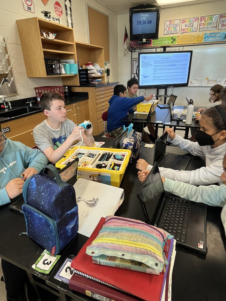 MsLaurenHaynie's tweet image. We are having so much fun using the @LEGO_Education Spike Prime sets today! Students are creating Smart Bikes to model and perform an experiment thar illustrates the transfer of energy, from electric to potential. #Sci7P21 #SalemProud #WakeMakes