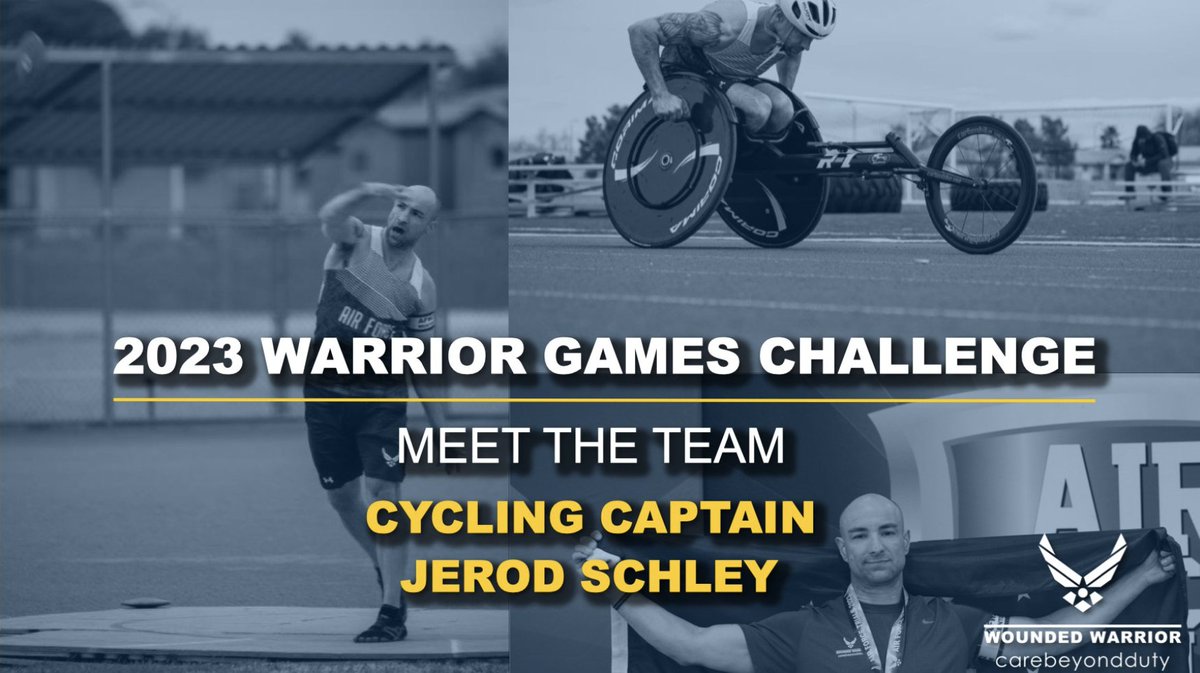 **Team Air Force**

Introducing TSgt. (ret) Jerod Schley, who will be competing at the 2023 Warrior Games Challenge.

His sports include cycling, field, track and rowing.
#AFW2 @warriorgames