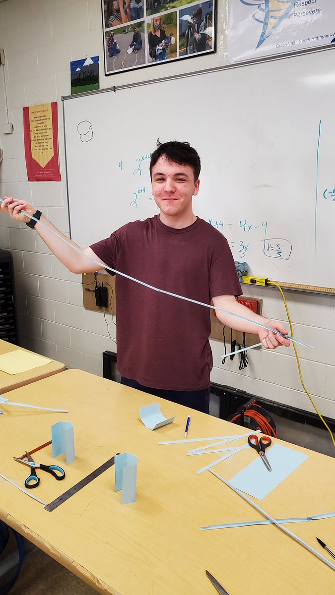 Hayden has broken the three year record set by Brody E. 104.5 inch bridge using only a single sheet of cardstock and nothing more!
#granvillepike #galesSTEM