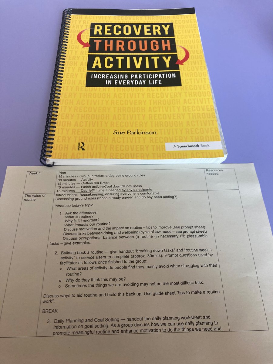 RebeccaButler1's tweet photo. First Recovery Through Activity Group for Salford EIT today looking at the value of routine @SherriGMMH #OccupationalTherapy https://t.co/x9fiwMyqIr