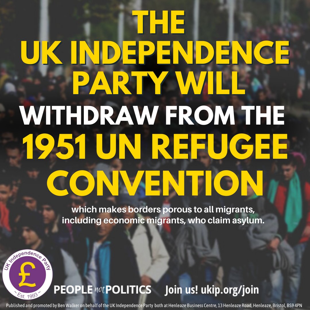 UKIP: We can't stop fake refugees because of asylum laws that nobody in UK ever voted for.

#UKIP  will exit the UN Refugee Convention. Our first responsibility is to put our own people first!

#SendThemBack
#BritainIsFull 
#BrokenBritain 
#JoinUKIP 
#Vo…