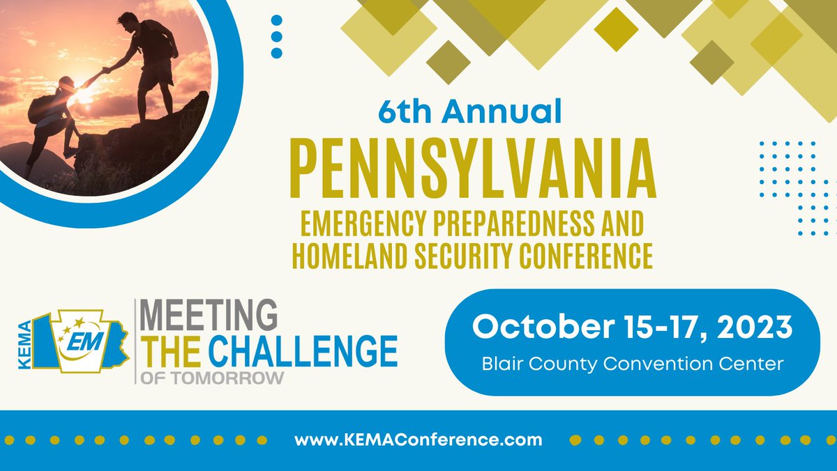 KEMAConference's tweet image. 🚨 Registration is OPEN for the 6th Annual PA Emergency Preparedness &amp;amp; Homeland Security Conference (#KEMACon2023)  📷 Oct 15-17, 2023 📷KEMAConference.com