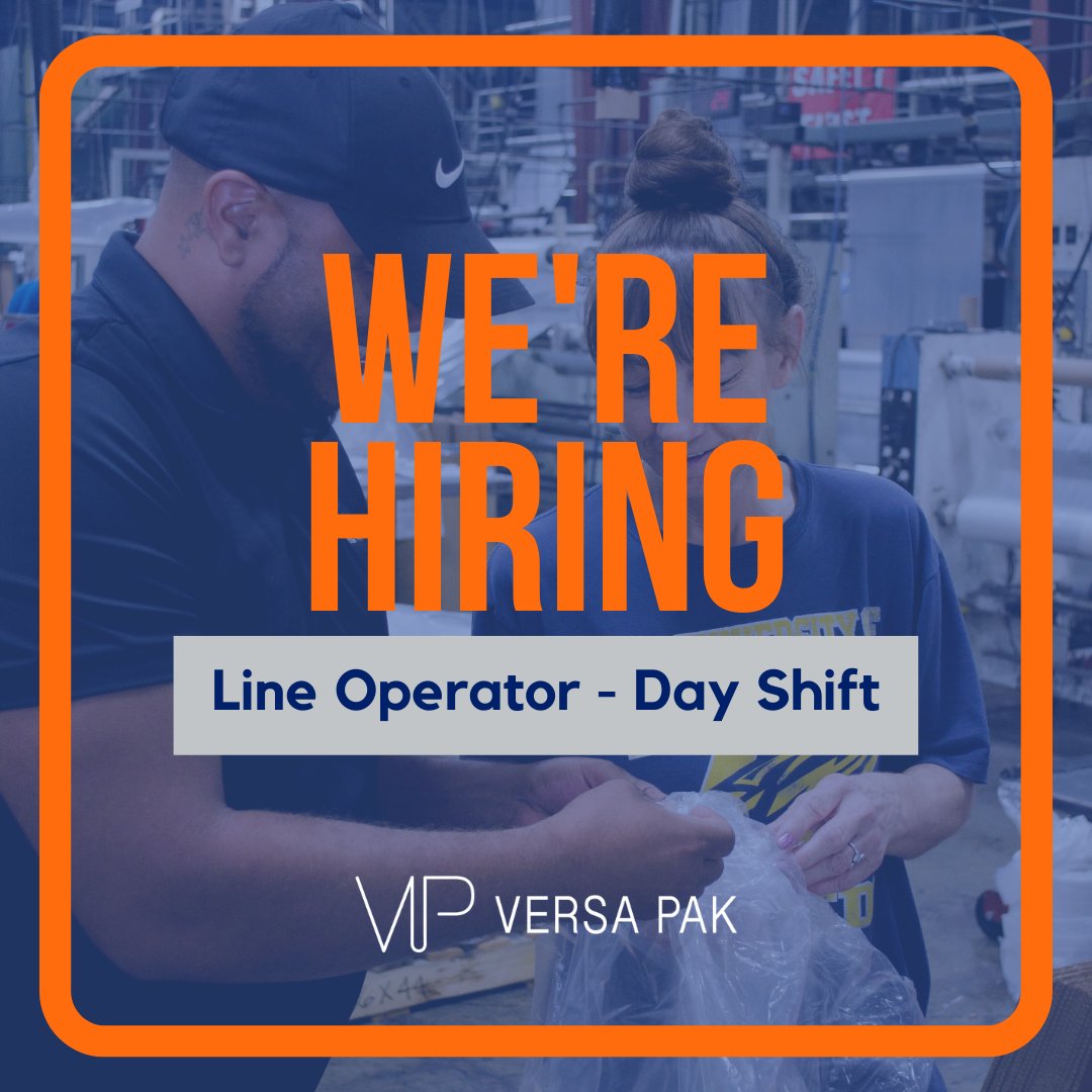 Versa_Pak's tweet photo. Now Hiring: Line Operator | Day Shift (7 a.m. - 7 p.m.)   Work only 15 days a month with our rotating 2,2,3 schedule! 

https://t.co/PUoeS4FfTE https://t.co/531wFHFVZa