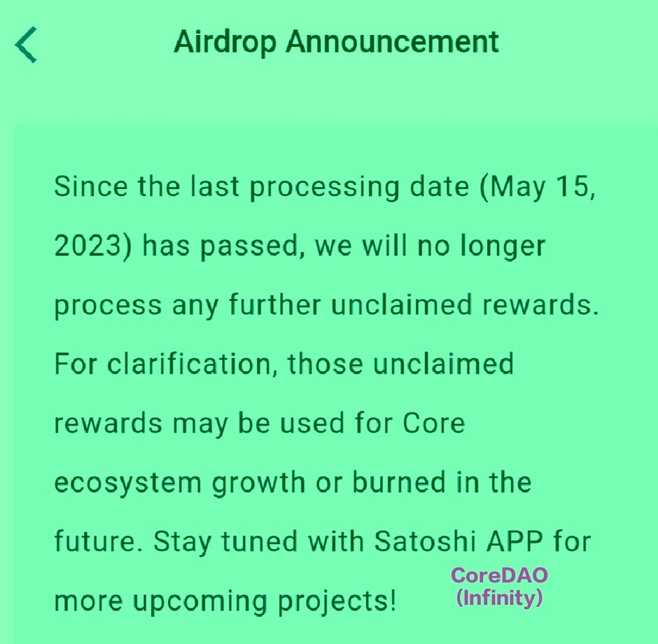 📣📣 Announcement.........

#CoreDAO #Corechain #SatoshiPlus 
#SatoshiPlusConsensus #RoadTo100 #CoreDAO_Infinity